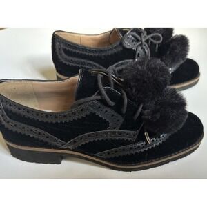 Sam Edelman Black Flats with Pom Poms